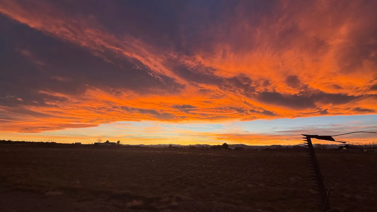 A dramatic red Colorado sunset.